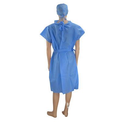 Vestidos descartáveis do isolamento da terapia branca azul impermeável elástica do câncer da película protetora do PE do pescoço